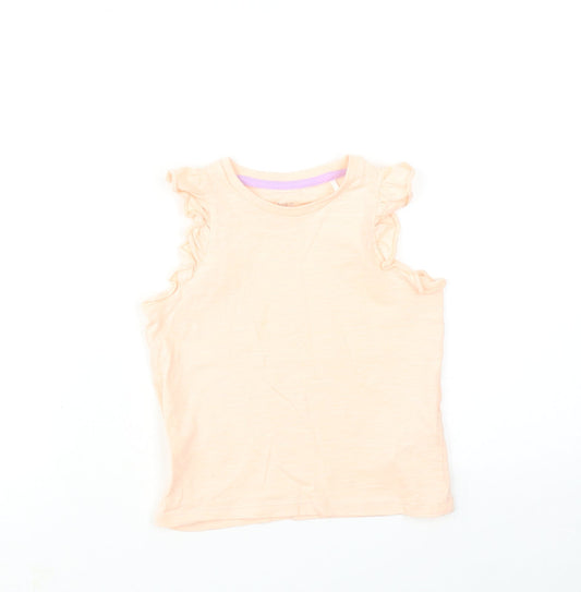 Marks and Spencer Girls Pink Cotton Basic Tank Size 3-4 Years Round Neck Pullover
