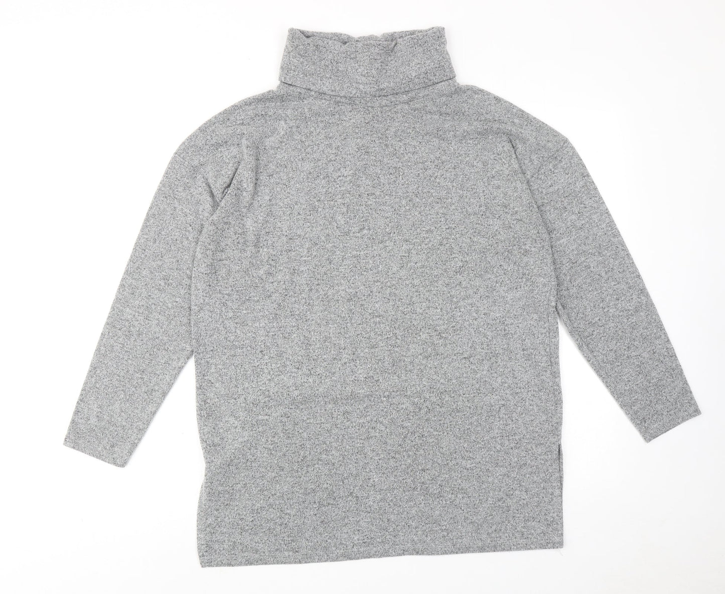 New Look Womens Grey Polyester Basic Blouse Size M Roll Neck