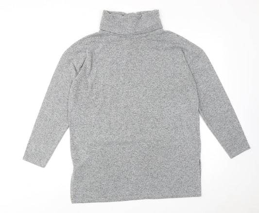 New Look Womens Grey Polyester Basic Blouse Size M Roll Neck