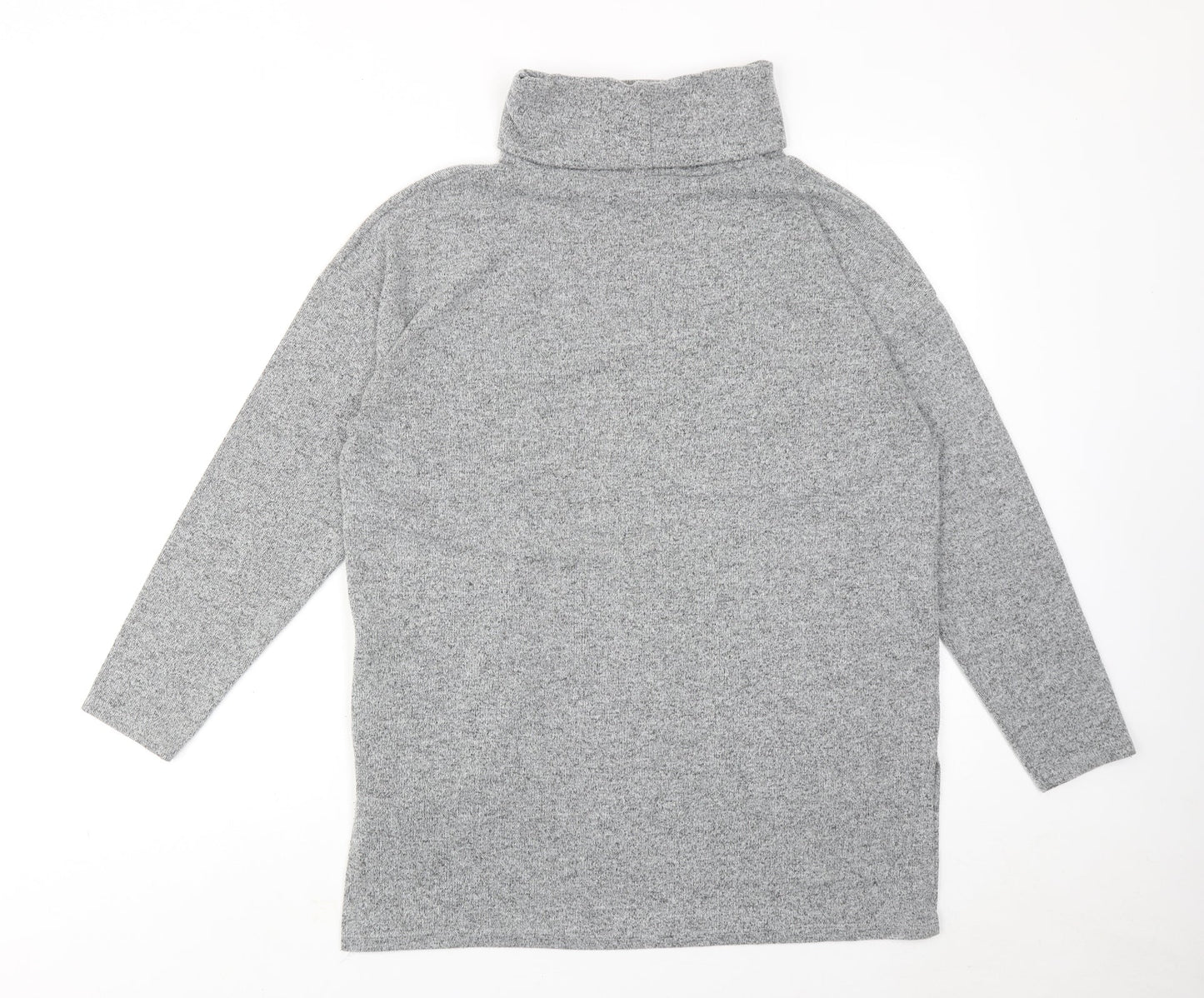 New Look Womens Grey Polyester Basic Blouse Size M Roll Neck