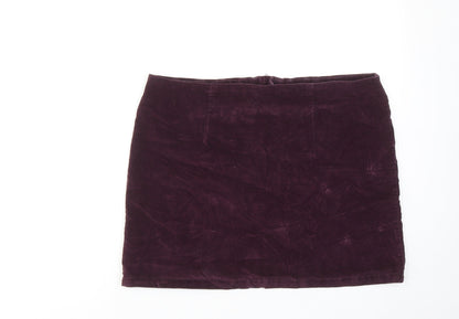 Warehouse Womens Red Cotton A-Line Skirt Size 10 Zip