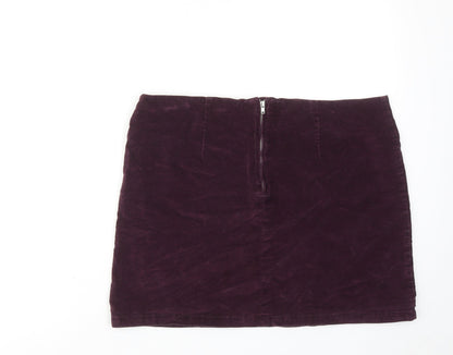 Warehouse Womens Red Cotton A-Line Skirt Size 10 Zip