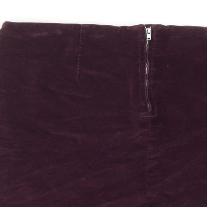 Warehouse Womens Red Cotton A-Line Skirt Size 10 Zip