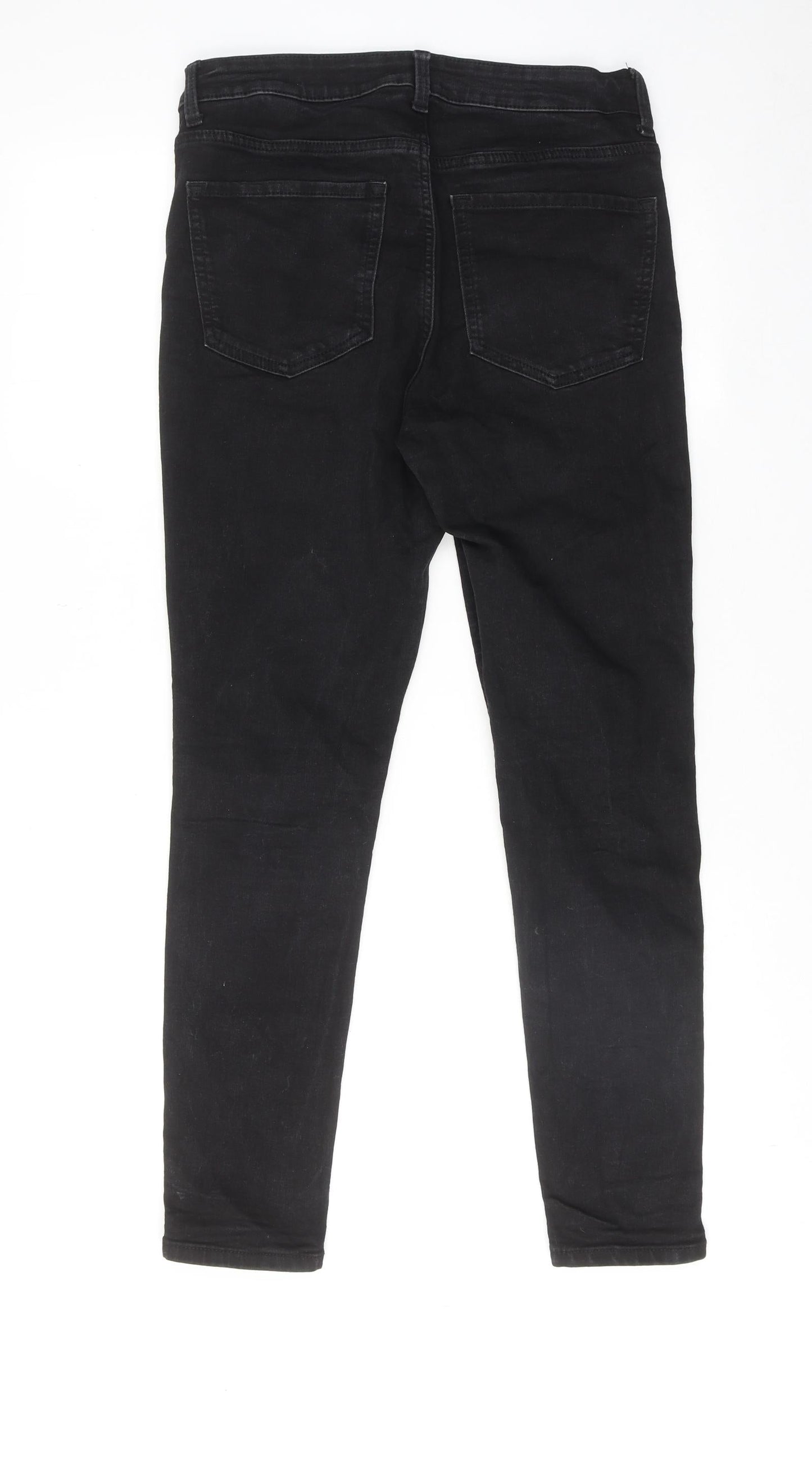 Marks and Spencer Womens Black Cotton Skinny Jeans Size 12 Regular Zip