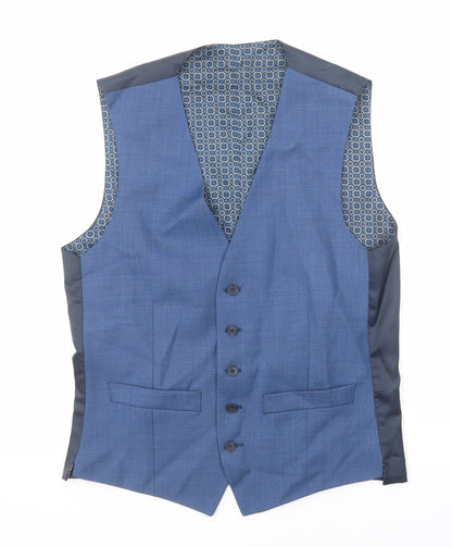 Racing Green Mens Blue Wool Jacket Suit Waistcoat Size 36 Regular