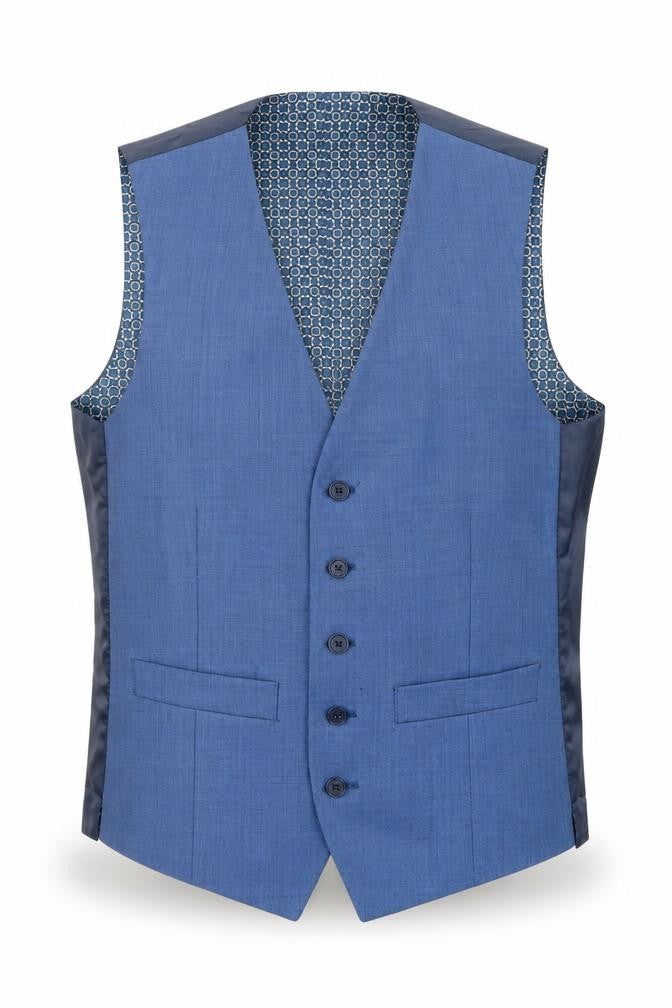 Racing Green Mens Blue Wool Jacket Suit Waistcoat Size 36 Regular