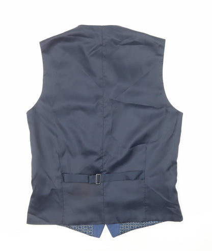 Racing Green Mens Blue Wool Jacket Suit Waistcoat Size 36 Regular