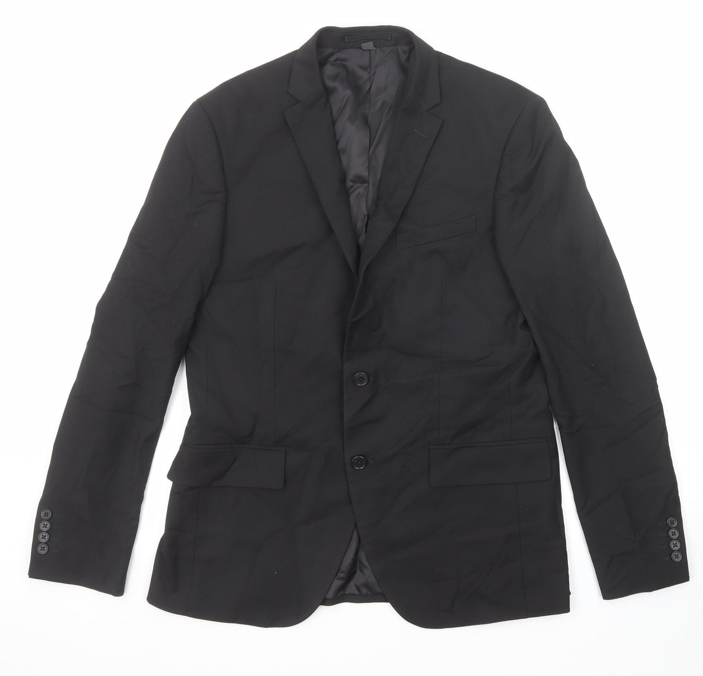 Marks and Spencer Mens Black Polyester Jacket Suit Jacket Size 40 Regular