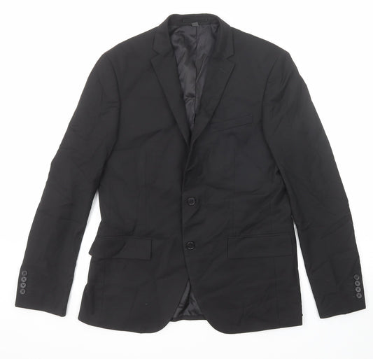 Marks and Spencer Mens Black Polyester Jacket Suit Jacket Size 40 Regular
