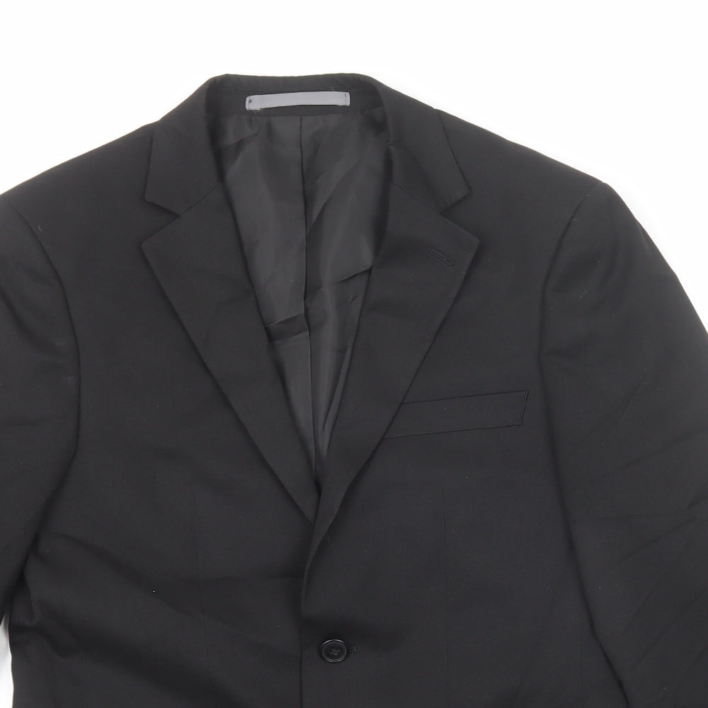 Marks and Spencer Mens Black Polyester Jacket Suit Jacket Size 36 Regular
