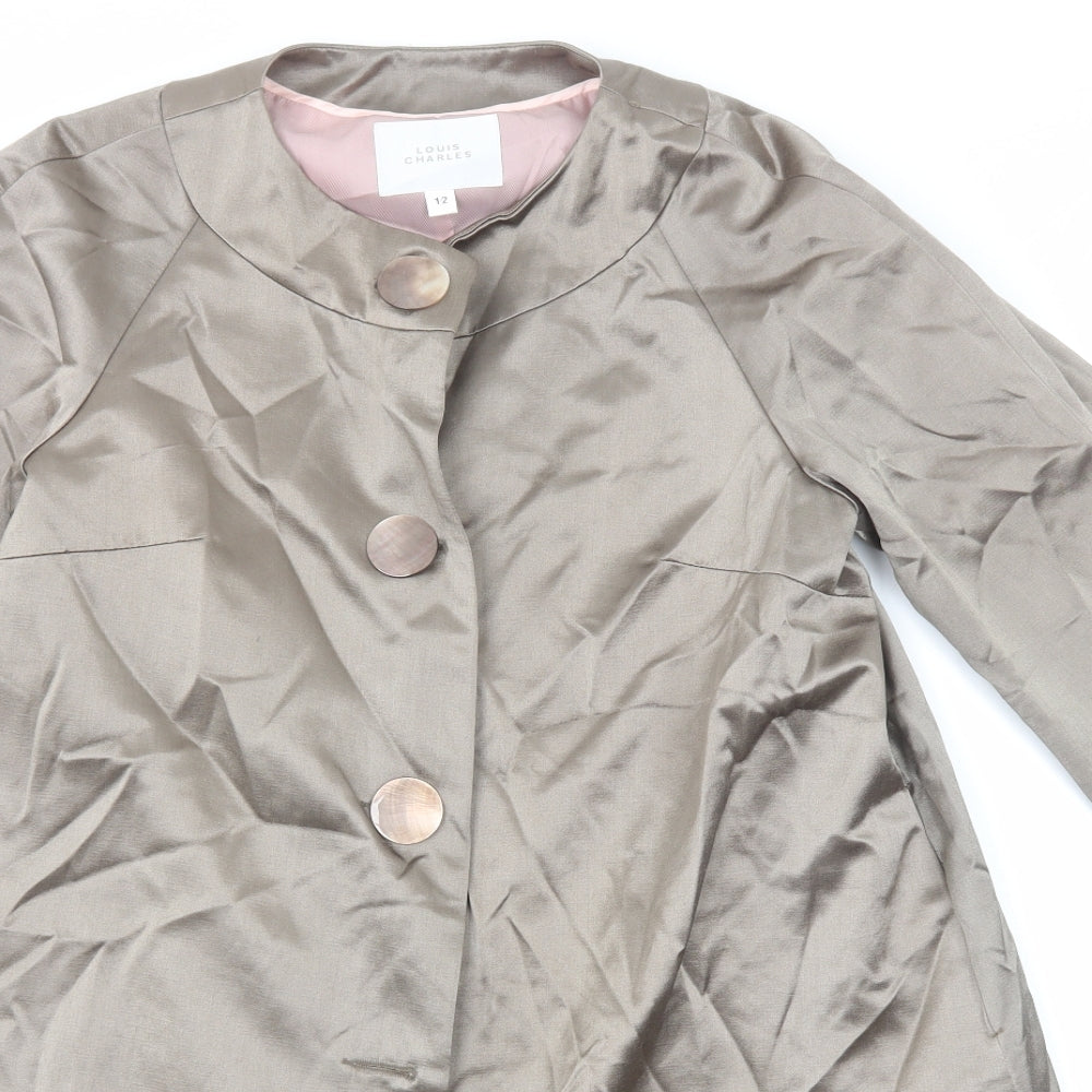 Louis Charles Womens Brown Overcoat Coat Size 12 Button