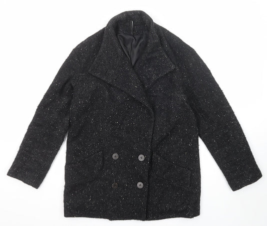 Mango Womens Black Jacket Blazer Size L Button - Speckled
