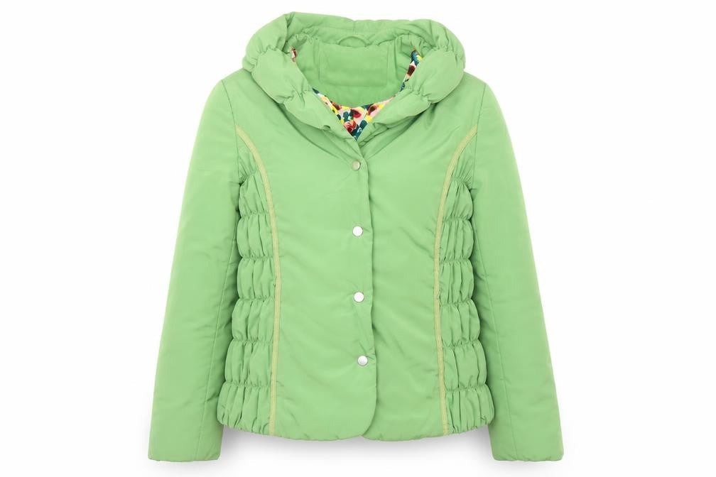 Per Una Womens Green Jacket Size 12 Snap - Ruched Detail