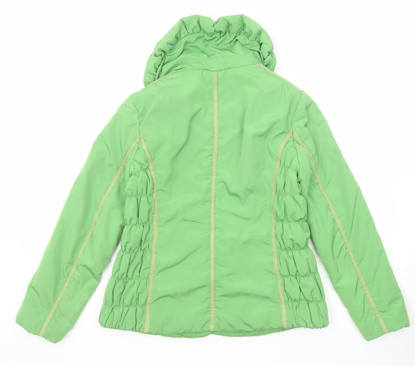 Per Una Womens Green Jacket Size 12 Snap - Ruched Detail