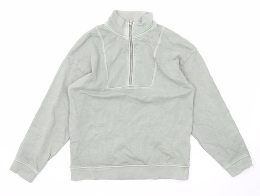 Marks and Spencer Womens Green Cotton Pullover Sweatshirt Size 8 Zip