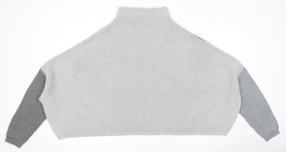 PRETTYLITTLETHING Womens Grey High Neck Acrylic Pullover Jumper Size XL
