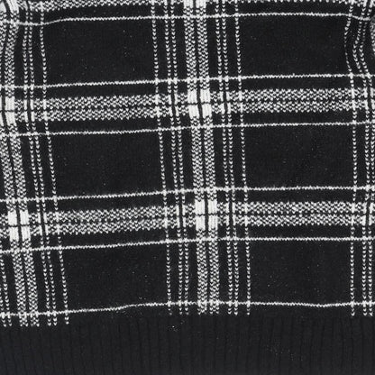 Marks & Spencer Womens Black Round Neck Plaid Acrylic Pullover Jumper Size M