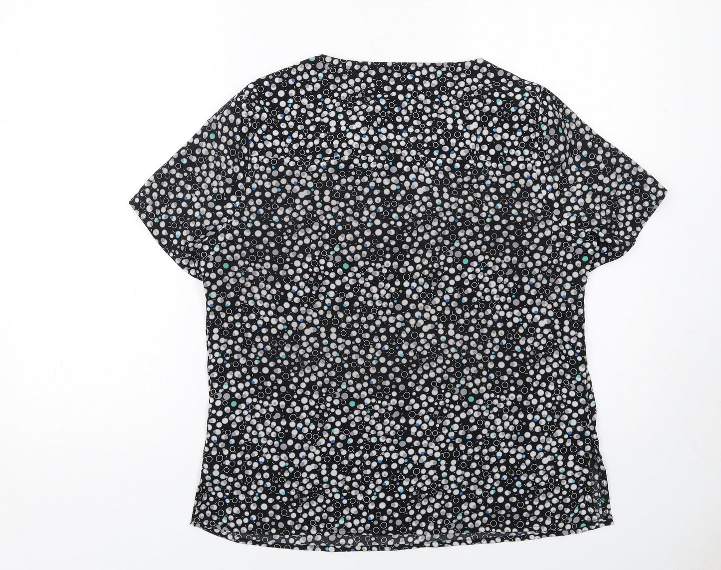 Vortex Womens Black Geometric Polyester Basic T-Shirt Size 12 Round Neck