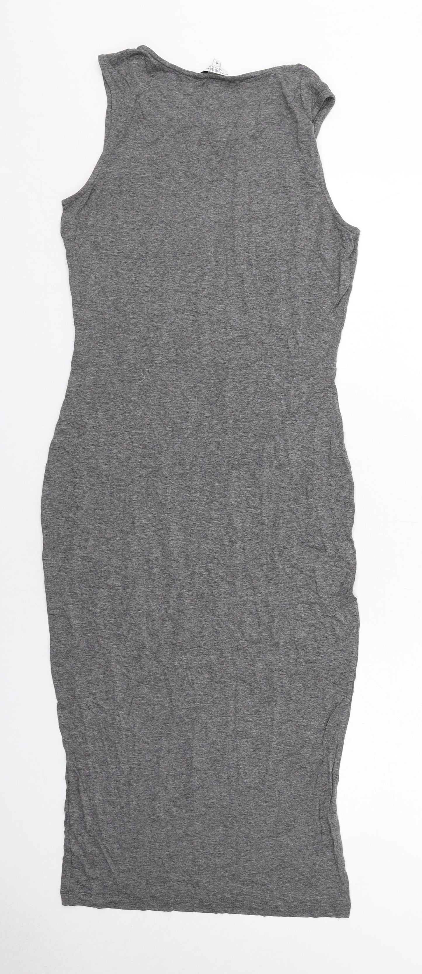 New Look Womens Grey Viscose Shift Size 12 Round Neck Pullover - Chain Detail on Neckline
