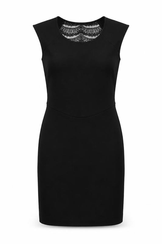 French Connection Womens Black Viscose Shift Size 8 Round Neck Pullover - Lace Detail