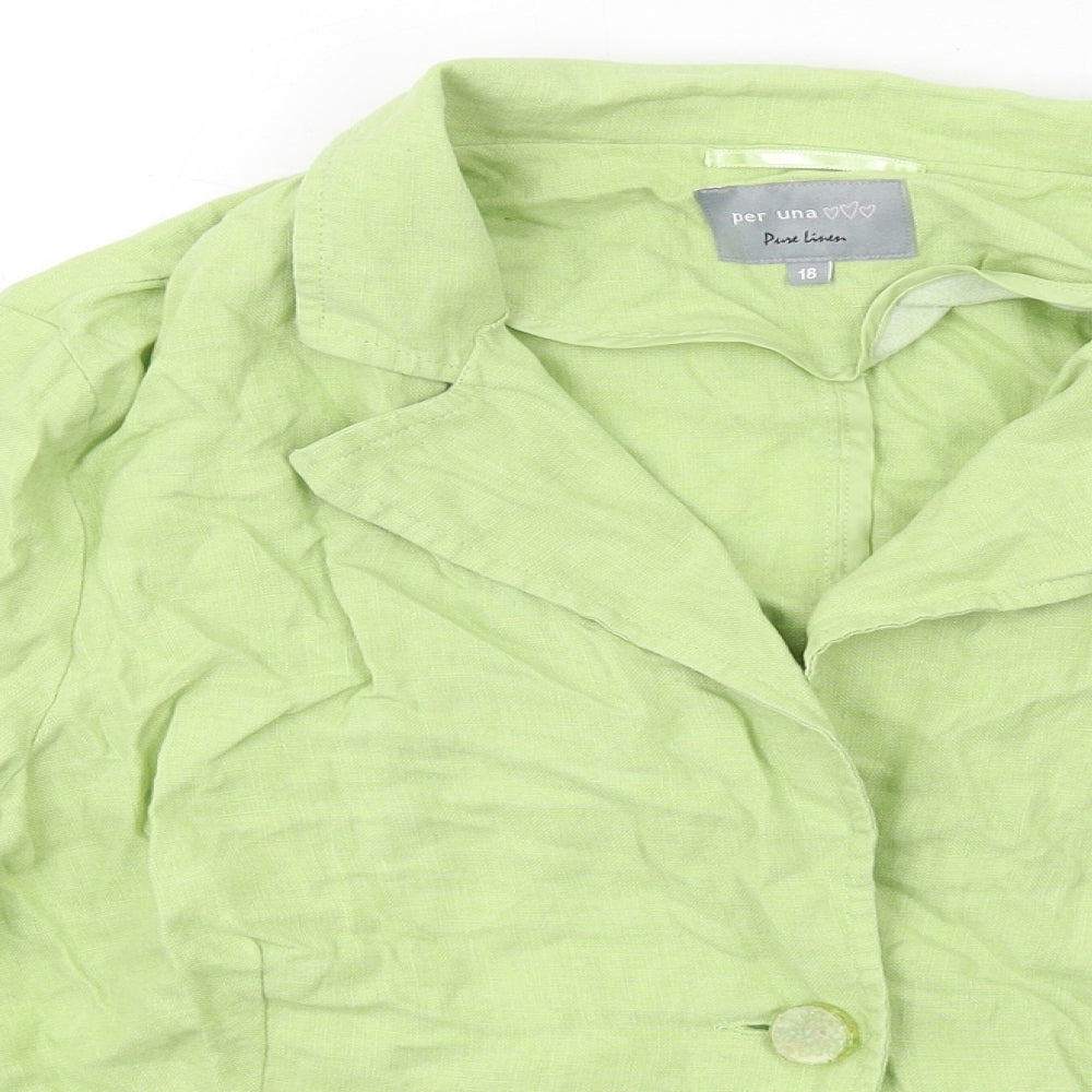 Per Una Womens Green Jacket Size 18 Button