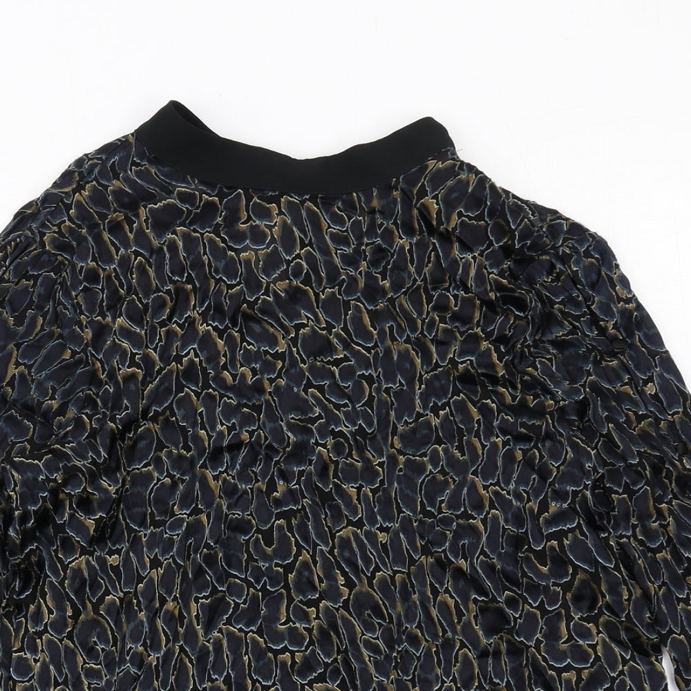 Per Una Womens Black Geometric Viscose Basic Blouse Size 10 Round Neck