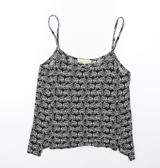 Staring at Stars Womens Black Geometric Viscose Camisole Tank Size S Scoop Neck - Elephant Print