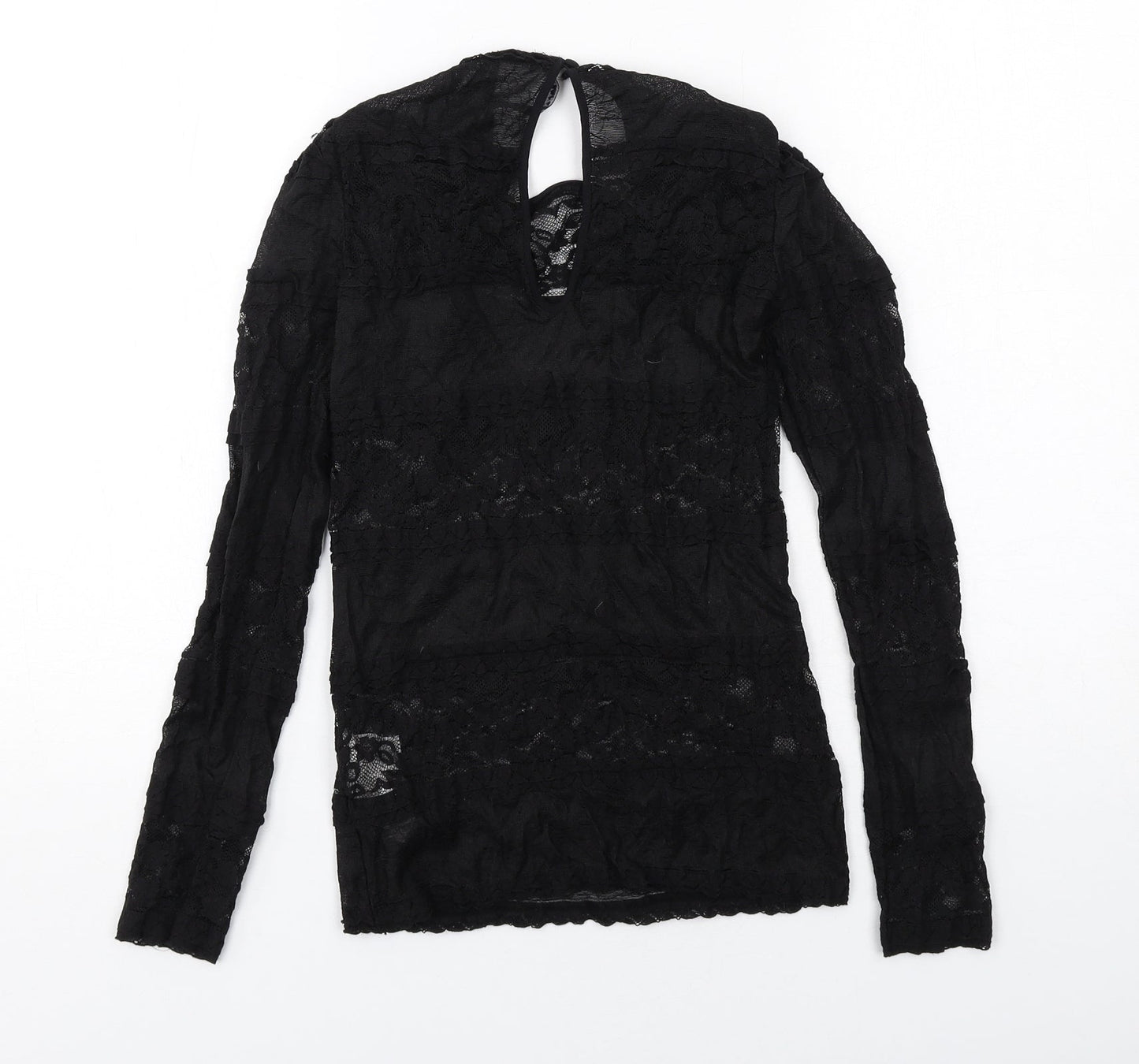 Zara Womens Black Polyamide Basic Blouse Size S Round Neck