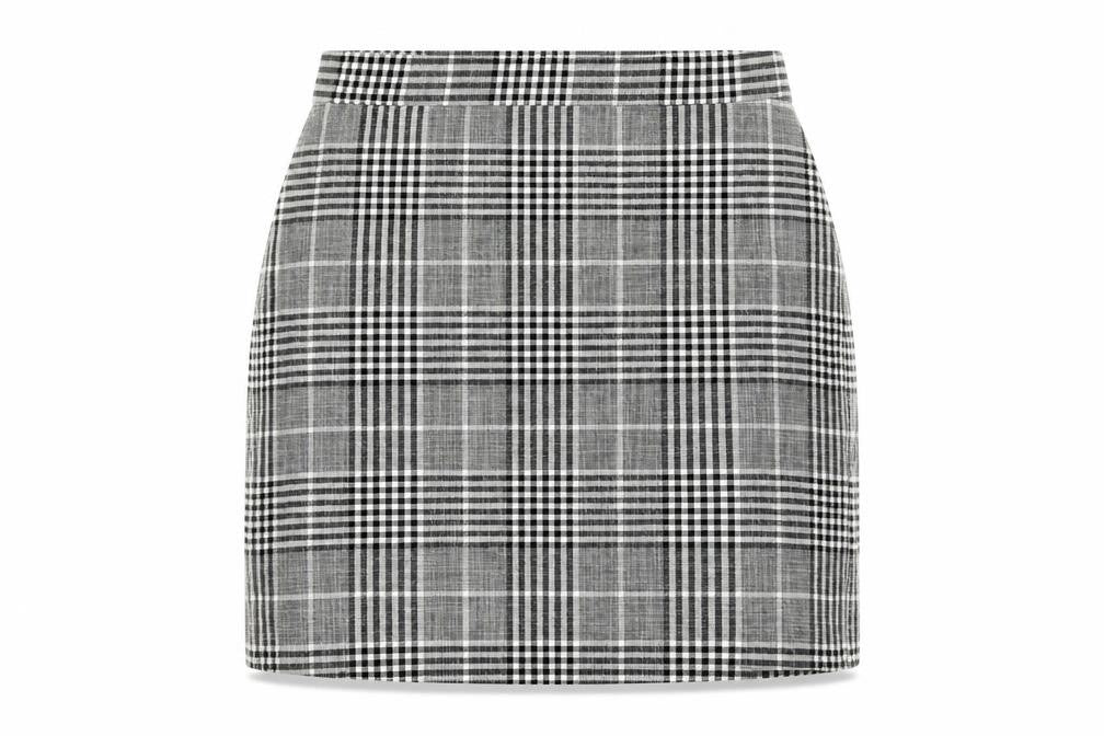 Mango Womens Black Plaid Viscose A-Line Skirt Size 12 Zip