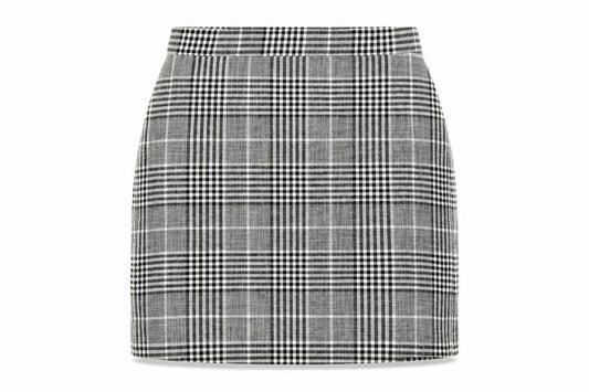 Mango Womens Black Plaid Viscose A-Line Skirt Size 12 Zip