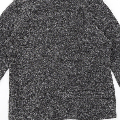 Brand and care label for ASOS women’s grey polyester basic blouse, size UK 8, high neck