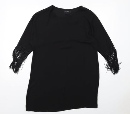 Additional front view of ASOS women’s black polyester a-line, size UK 10, round neck pullover