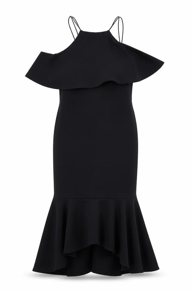ASOS Womens Black Polyester Mermaid Size 14 Square Neck Pullover - Cold shoulder