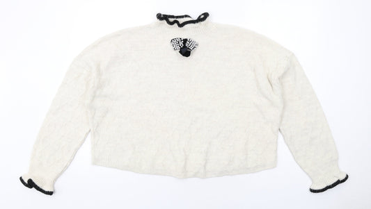 River Island Womens Ivory High Neck Acrylic Pullover Jumper Size L