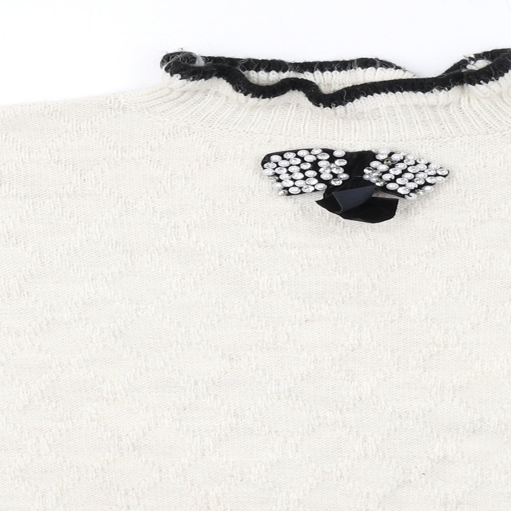 River Island Womens Ivory High Neck Acrylic Pullover Jumper Size L