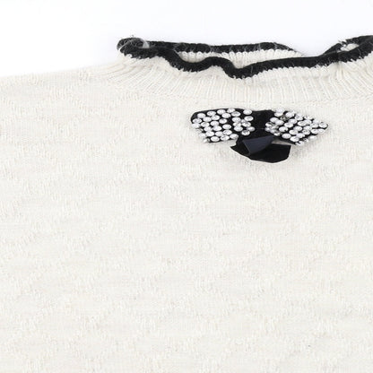 River Island Womens Ivory High Neck Acrylic Pullover Jumper Size L