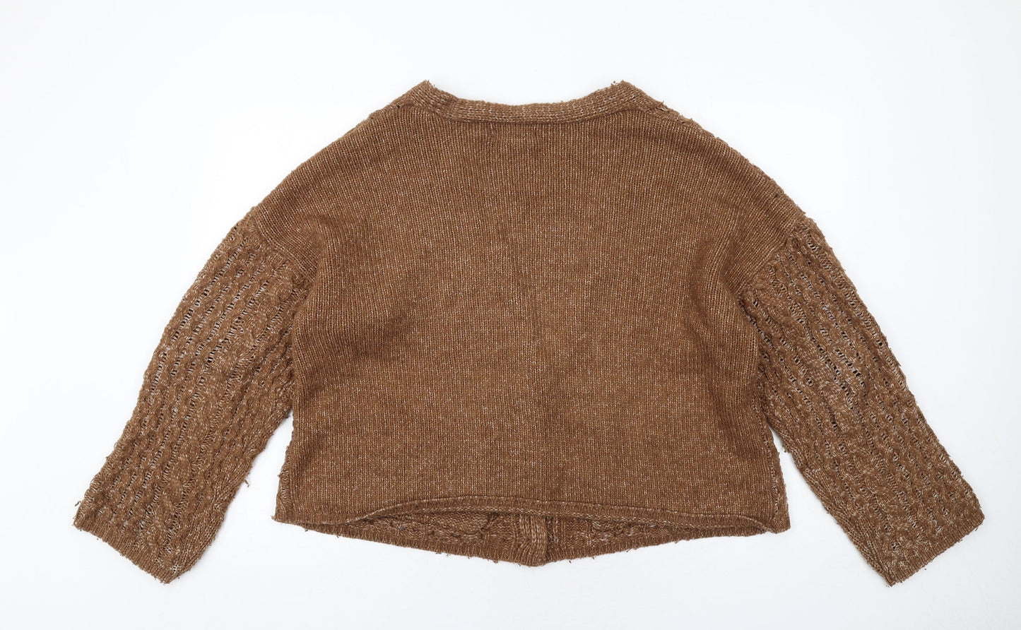 Stradivarius Womens Brown V-Neck Acrylic Cardigan Jumper Size M