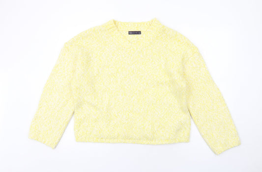 Marks and Spencer Womens Yellow V-Neck Polyester Pullover Jumper Size L