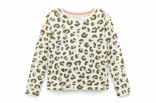 H&M Girls Multicoloured Animal Print 100% Cotton Basic T-Shirt Size 9-10 Years Round Neck Pullover - Leopard Print