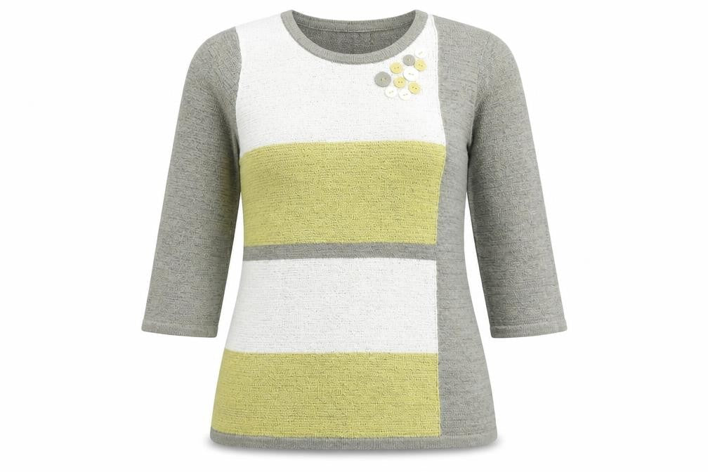 Bonmarché Womens Multicoloured Round Neck Geometric Acrylic Pullover Jumper Size M