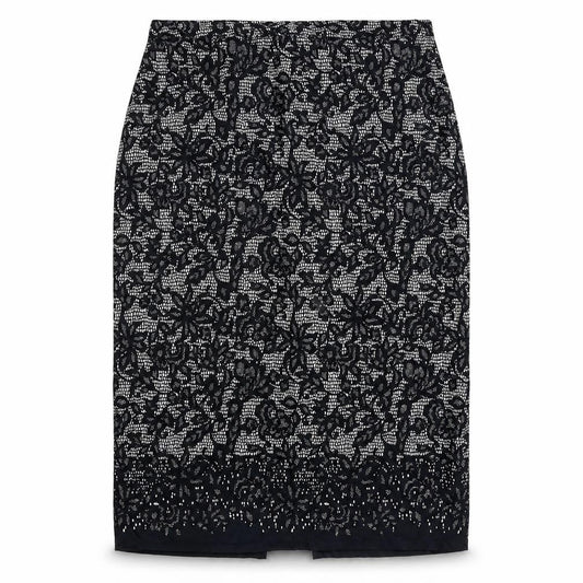 Savoir Womens Black Floral Polyester Straight & Pencil Skirt Size 42 in Zip
