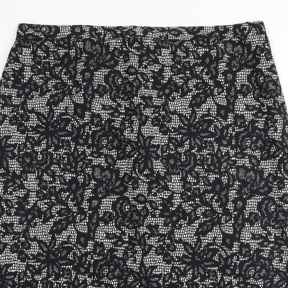 Savoir Womens Black Floral Polyester Straight & Pencil Skirt Size 42 in Zip