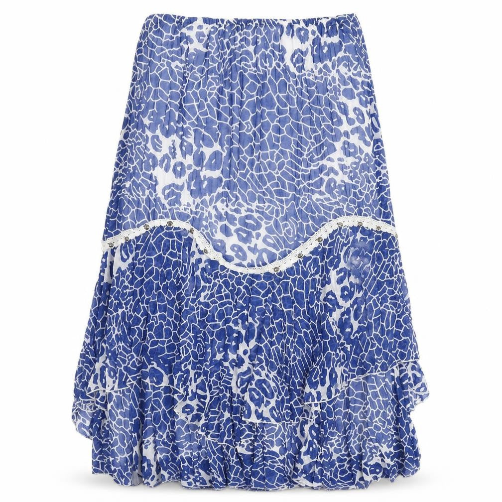 Savoir Womens Blue Geometric Polyester Swing Skirt Size 34 in