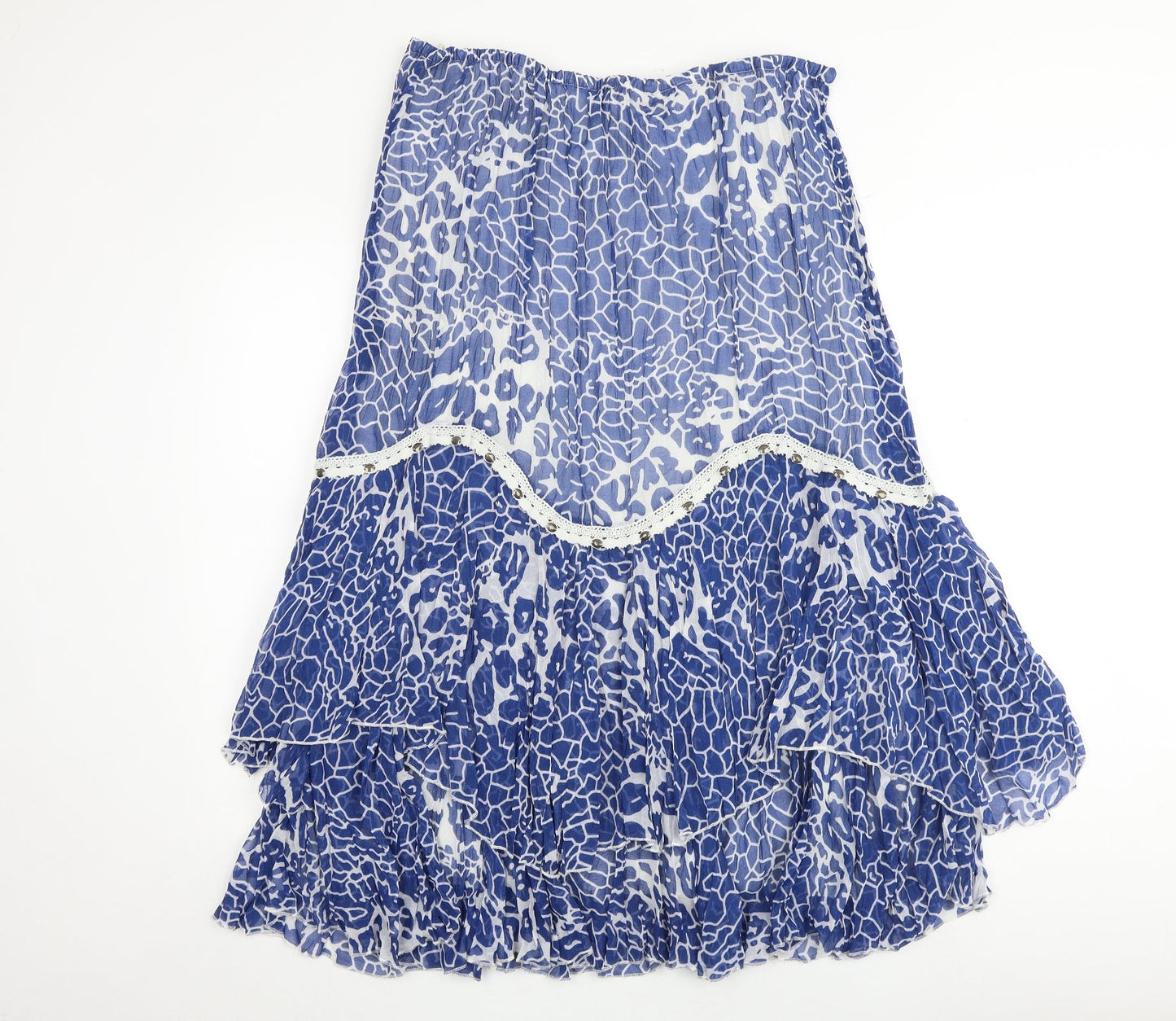 Savoir Womens Blue Geometric Polyester Swing Skirt Size 34 in
