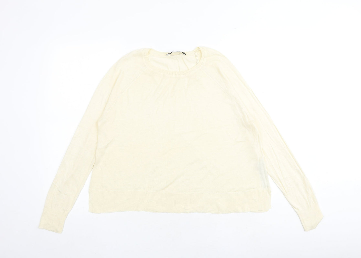 Marks and Spencer Womens Ivory Round Neck Acrylic Pullover Jumper Size M