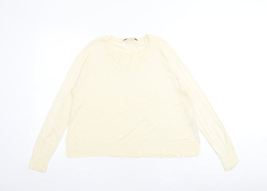 Marks and Spencer Womens Ivory Round Neck Acrylic Pullover Jumper Size M