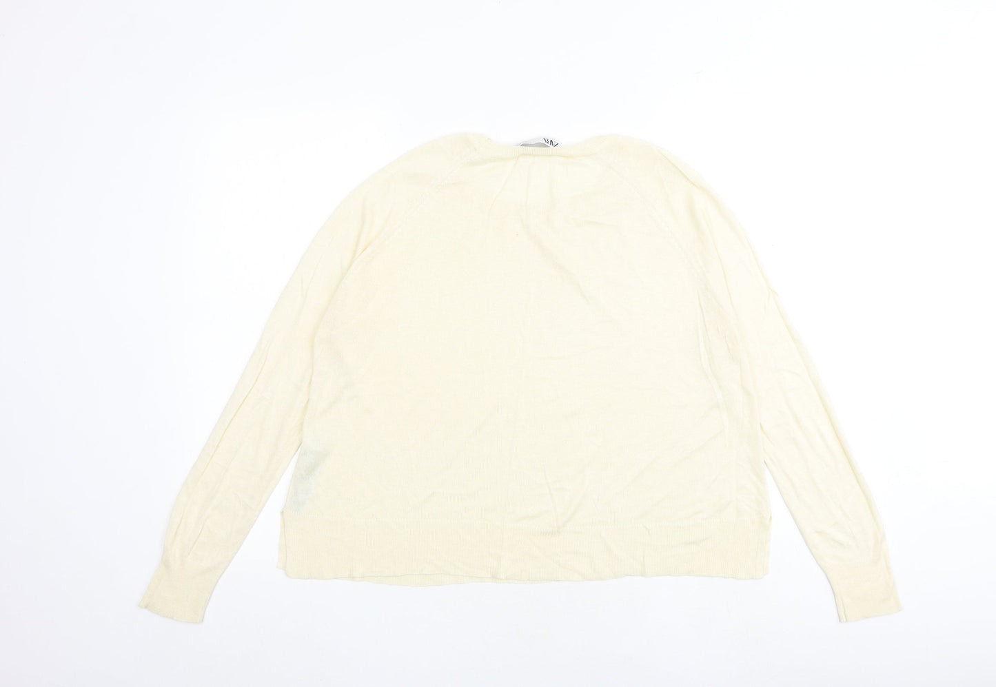 Marks and Spencer Womens Ivory Round Neck Acrylic Pullover Jumper Size M