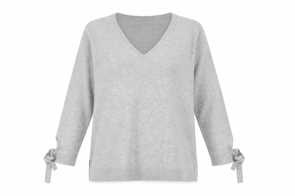 Very Womens Grey V-Neck Cotton Pullover Jumper Size 10