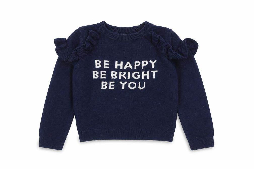NEXT Girls Blue Round Neck Cotton Pullover Jumper Size 4 Years Pullover - Be Happy Be Bright Be You
