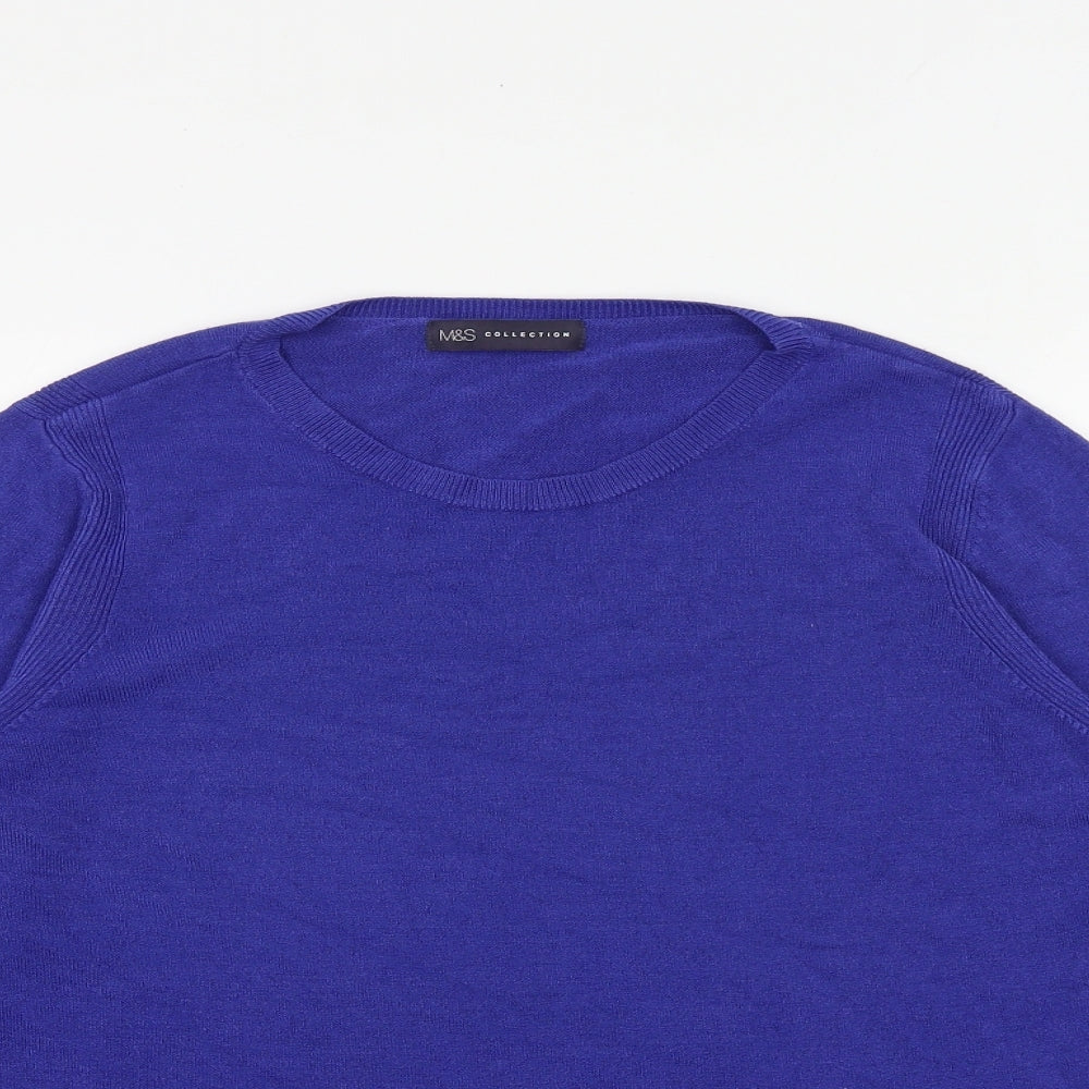 Marks and Spencer Womens Blue Round Neck Acrylic Pullover Jumper Size 14